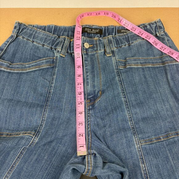 Judy Blue Straight Leg Elastic Waist Jeans Womens 16W/18W Blue Front Seam - Picture 5 of 8